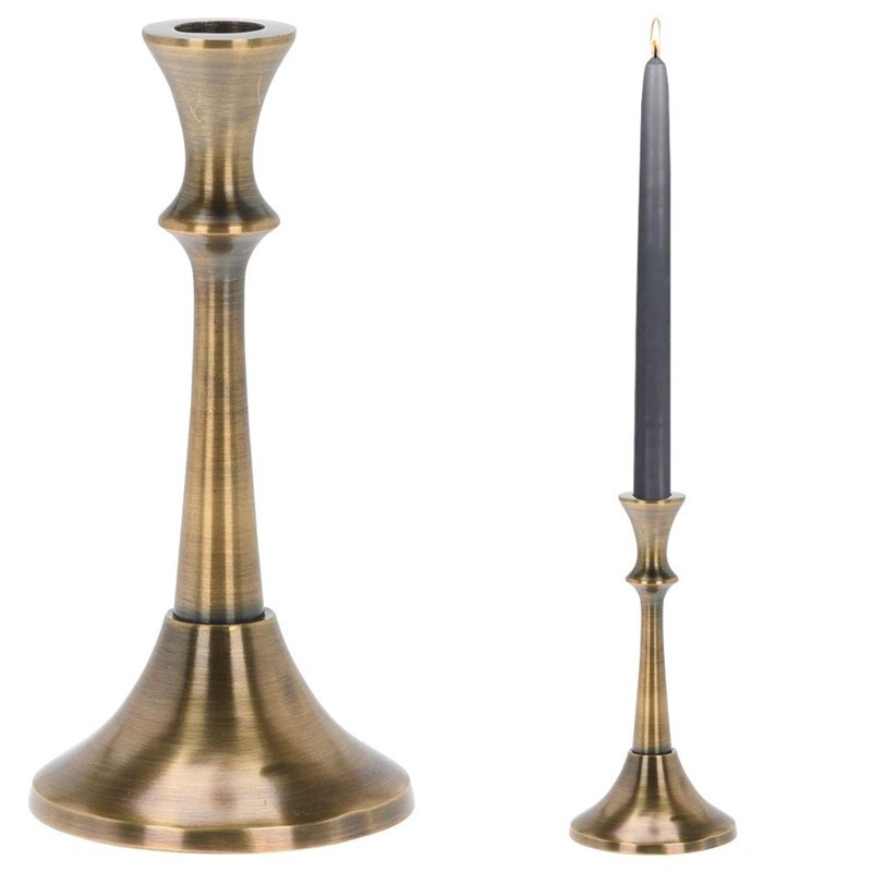 Kerzenständer Kerzenhalter aus Aluminium für Stabkerze in Altgoldfarbe 20 cm