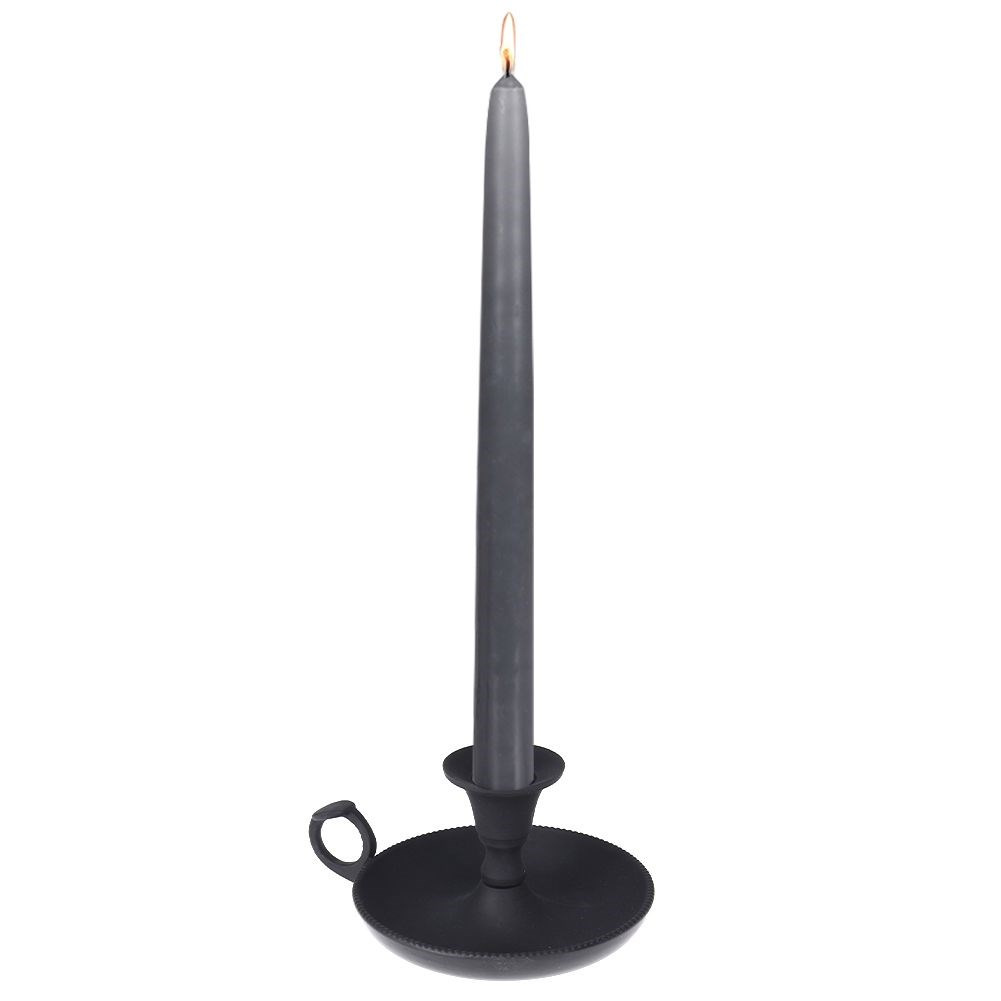 Kerzenständer Kerzenhalter Kammerleuchter mit Henkel aus Aluminium schwarz  Retro-Stil für Stabkerzen - sklep internetowy