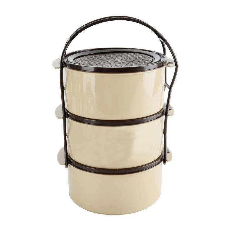 Tragbarer Lebensmittelbehälter Mehrzweck-Kochgeschirr Camping-Kochgeschirr aus Kunststoff 3-stufig 3x1,5 L