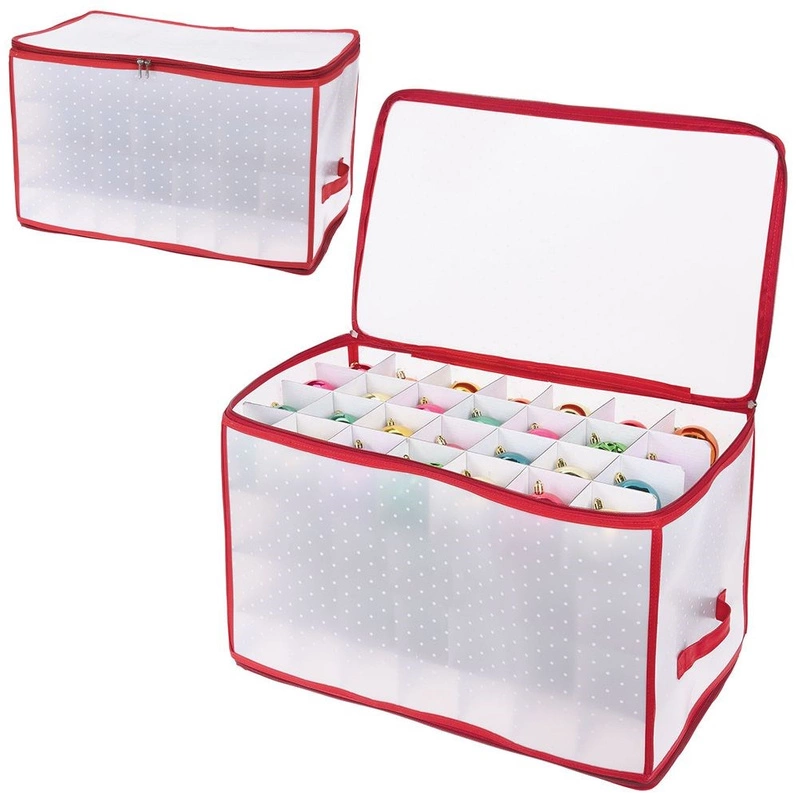 Aufbewahrungsbox Aufbewahrungsbehälter Organizer für Weihnachtskugeln aus Kunststoff mit Reißverschluss 52,5x30x30 cm