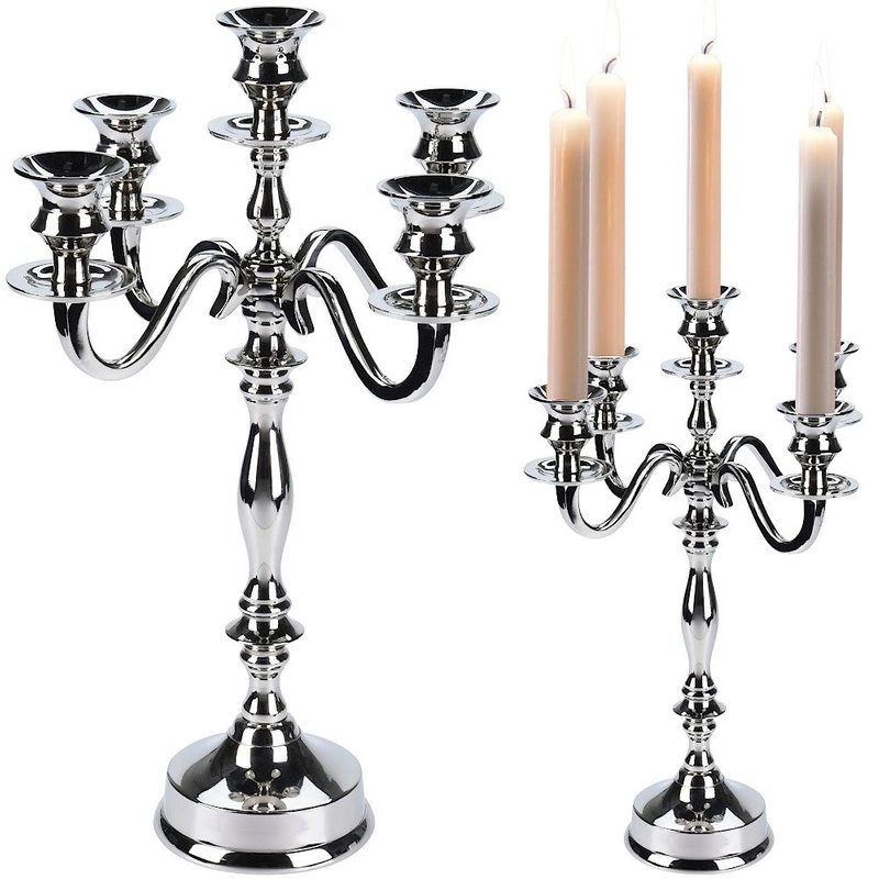 Kerzenleuchter 5-armig Metall Kerzen-Halter Kerzenständer Kerzenhalter Kandelaber Kerzenleuchter hochglänzend GLAMOUR 39,5 cm