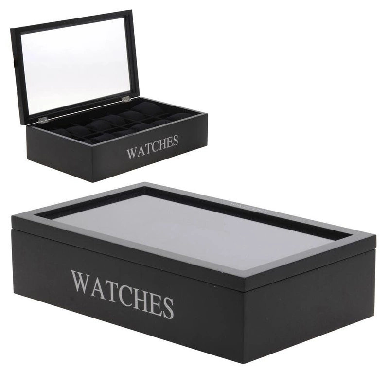 Pudełko na zegarki czarne 34x20x9 cm