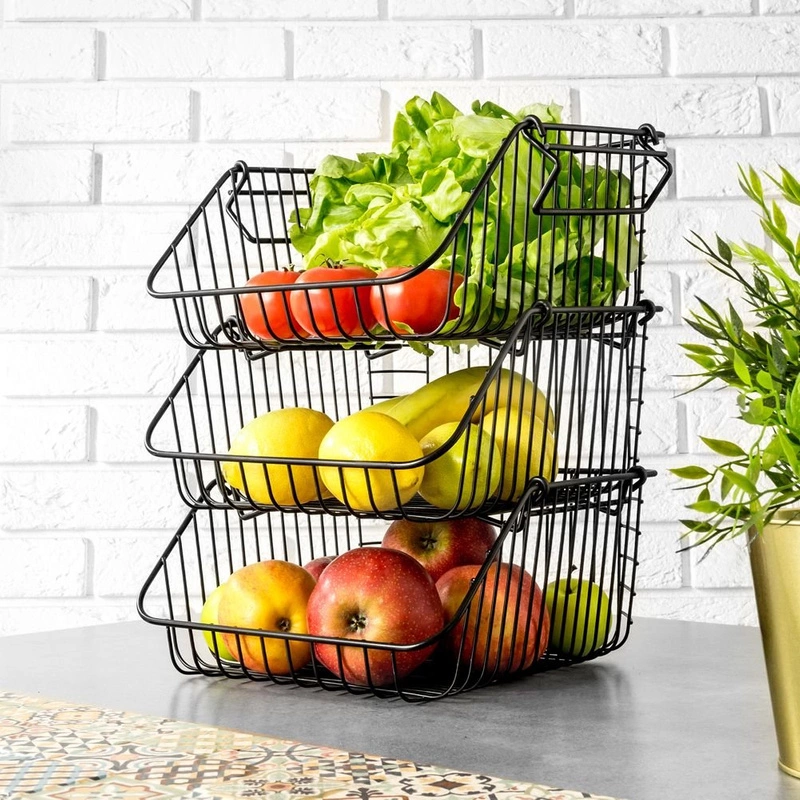 VILDE Basket for fruit vegetables basket stand bowl LOFT, set of 3 pcs.